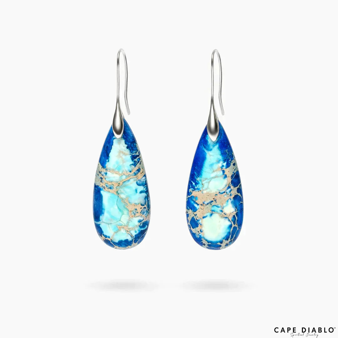 CAPE DIABLO インペリアルジャスパーティアドロップピアス/ブルー(CDER0003)