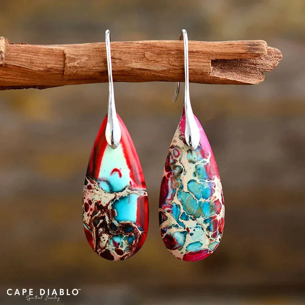 CAPE DIABLO インペリアルジャスパーティアドロップピアス/レッド(CDER0001)