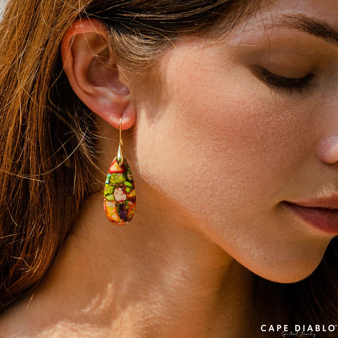 CAPE DIABLO インペリアルジャスパーティアドロップピアス/イエロー(CDER0002)