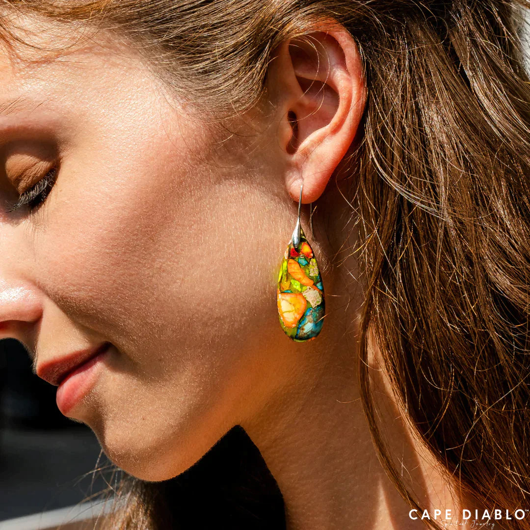 CAPE DIABLO インペリアルジャスパーティアドロップピアス/イエロー(CDER0002)