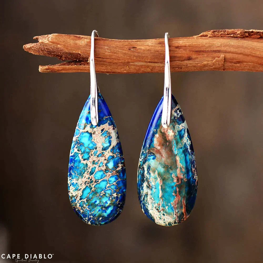 CAPE DIABLO インペリアルジャスパーティアドロップピアス/ブルー(CDER0003)