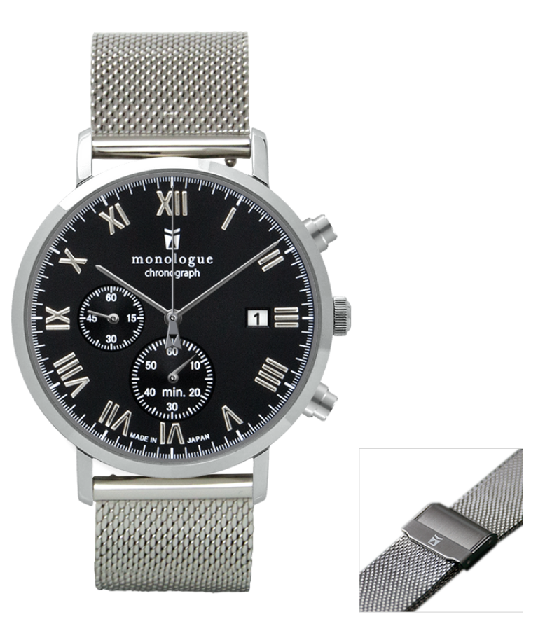 monologue ブラックシルバーローマクロノグラフ mw40101a01d17bgm012a-20